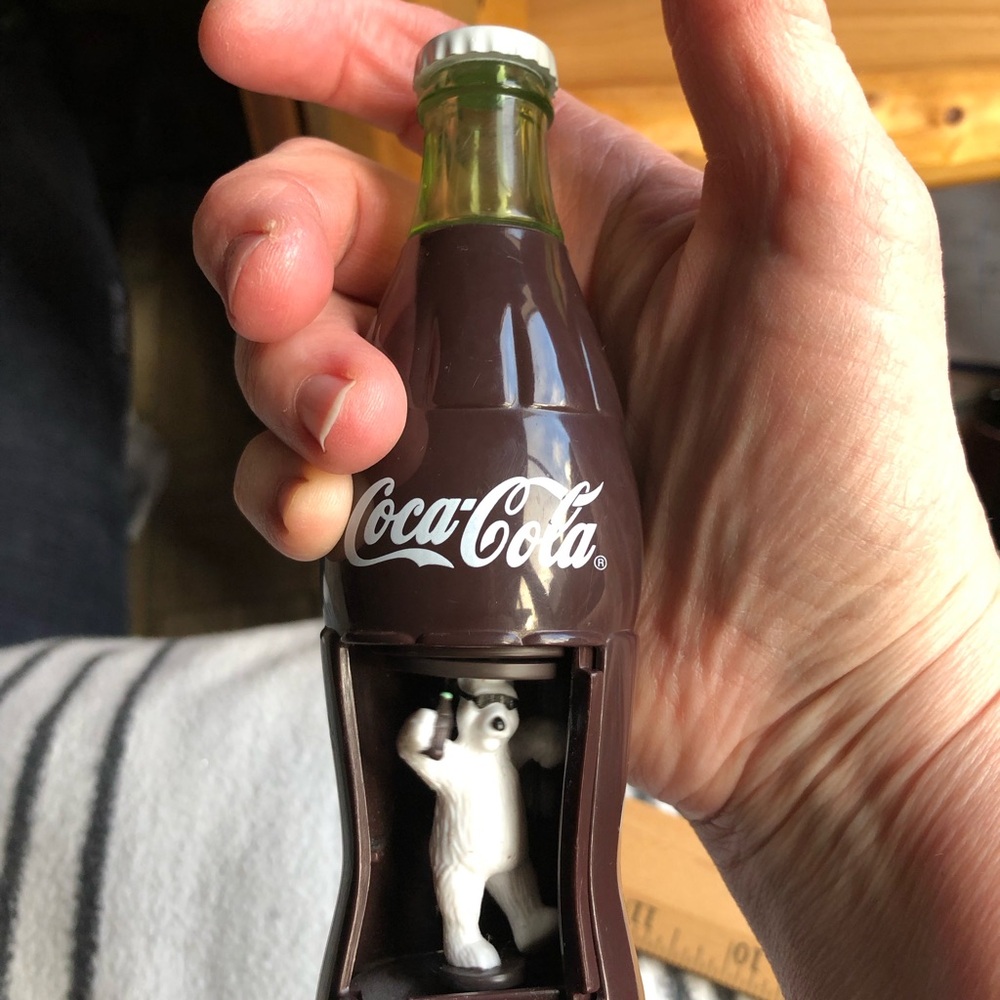 Coca-Cola Bottle decorative with Polar Bear 6” tall
